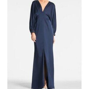 Sachin And Babi Midnight Blue Maia Crystal Sequin Beaded Cuff Gown